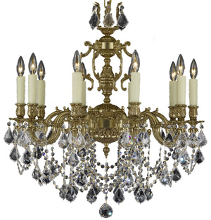 American Brass & Crystal - CH9562-A-03G-PI - Ten Light Chandelier - Rosetta - French Gold Glossy