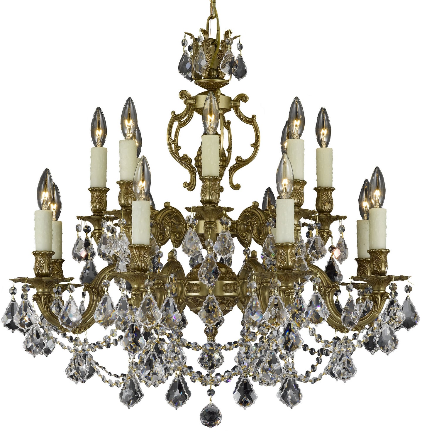 American Brass & Crystal - CH9572-A-03G-PI - 16 Light Chandelier - Rosetta - French Gold Glossy