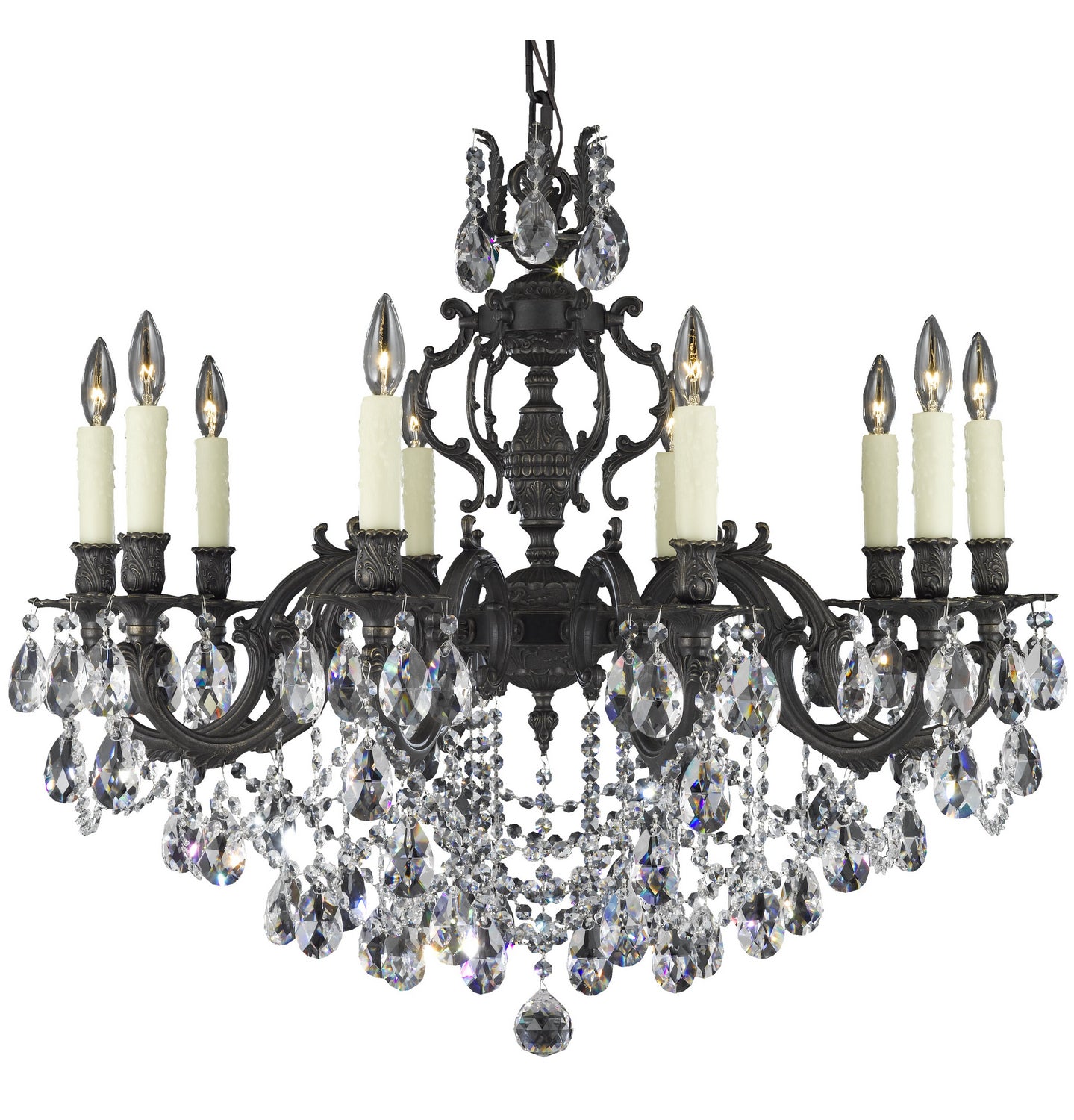 American Brass & Crystal - CH9578-O-23S-PI - Ten Light Chandelier - Rosetta - Empire Bronze