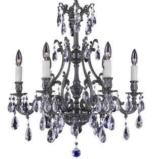 American Brass & Crystal - CH9631-O-10G-PI - Six Light Chandelier - Chateau - Antique Silver