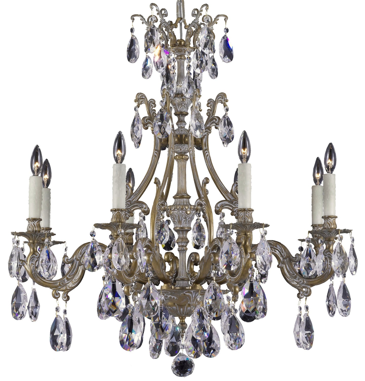 American Brass & Crystal - CH9633-O-04G-PI - Eight Light Chandelier - Chateau - Antique White Glossy