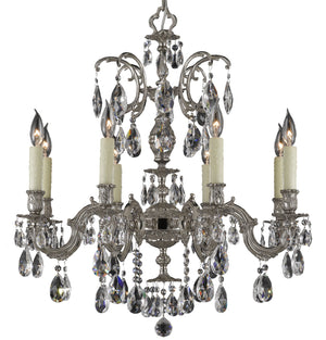 American Brass & Crystal - CH9714-O-08G-PI - Eight Light Chandelier - Marlena - Silver