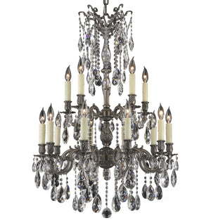 American Brass & Crystal - CH9823-O-10G-PI - 15 Light Chandelier - Bellagio - Antique Silver