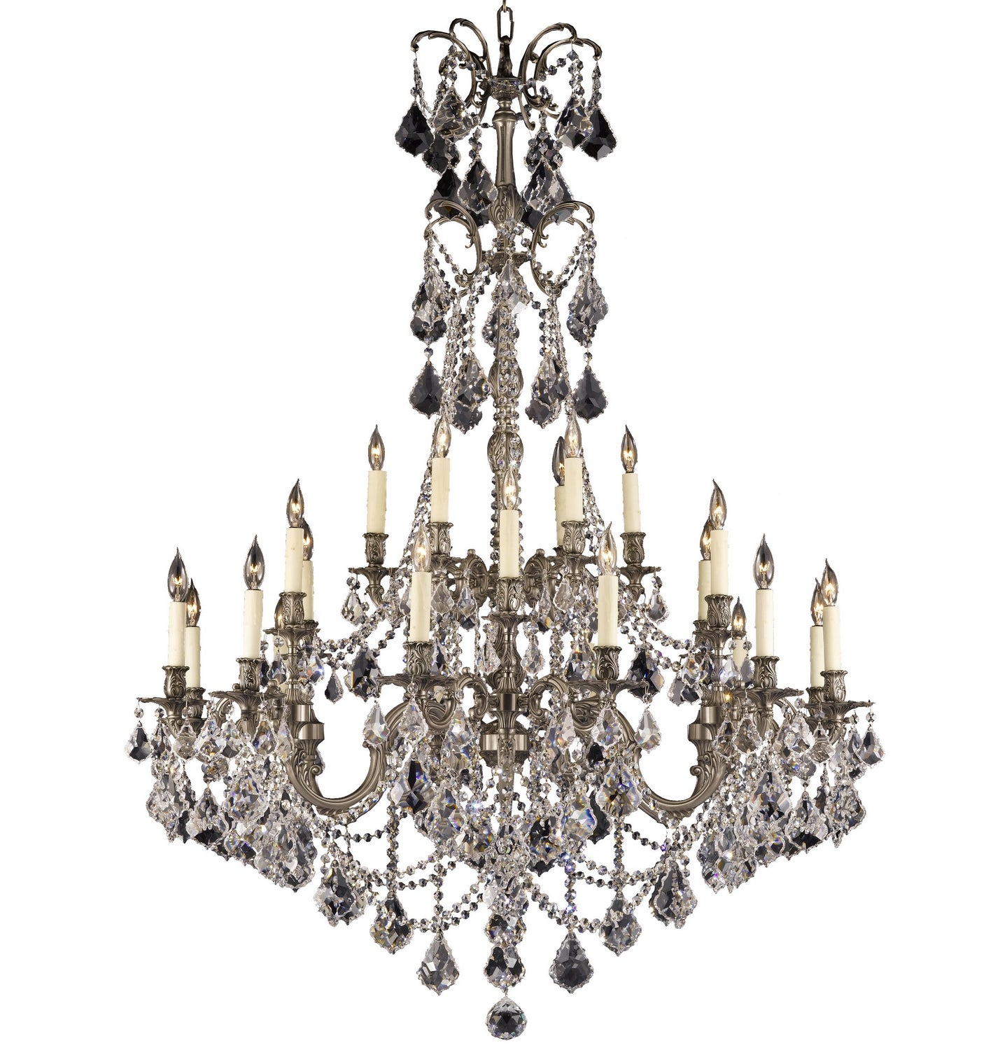 American Brass & Crystal - CH9866-A-10G-PI - 24 Light Chandelier - Sterling - Antique Silver