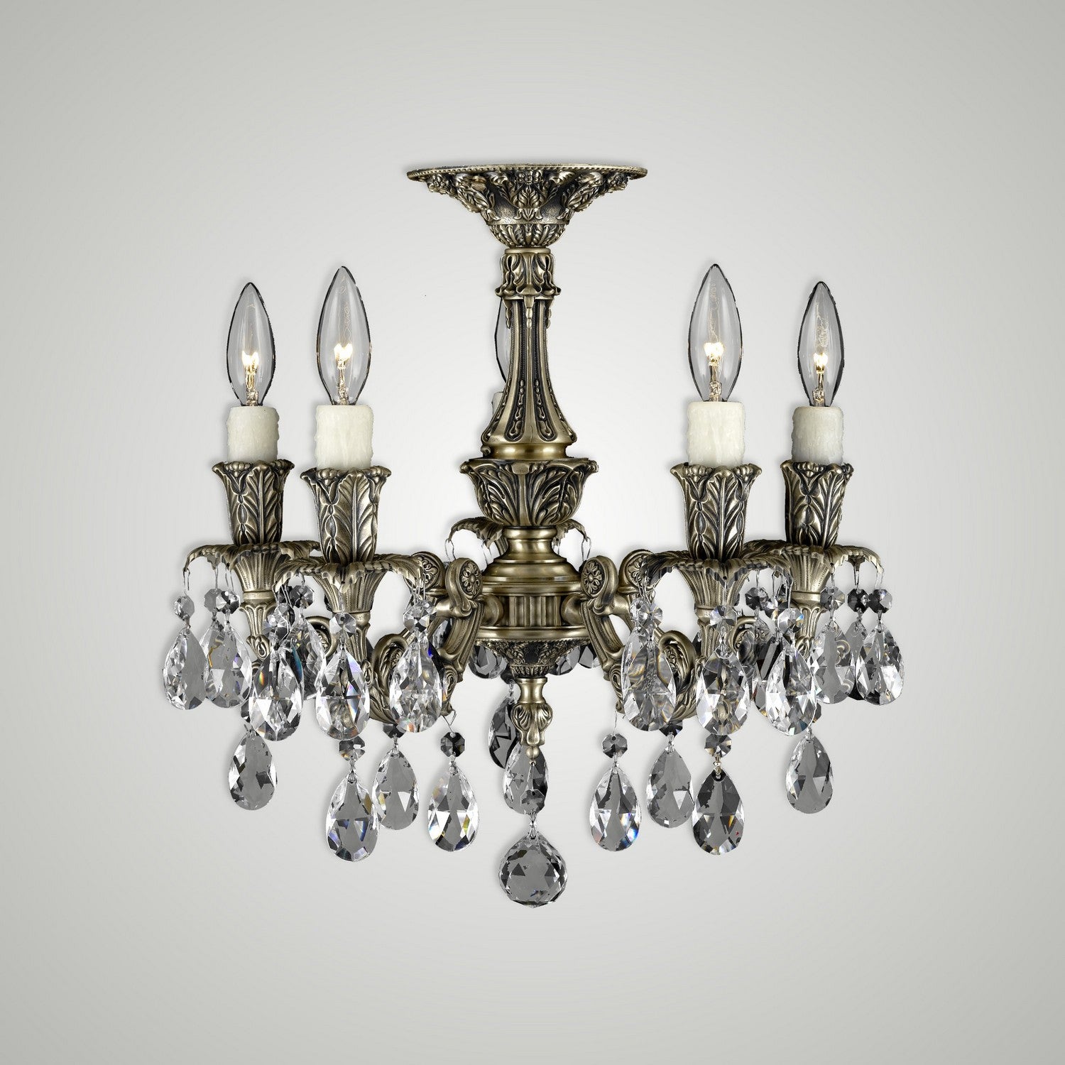 American Brass & Crystal - FM2015-O-02G-PI - Five Light Semi-Flush Mount - Finisterra - Antique Black Glossy