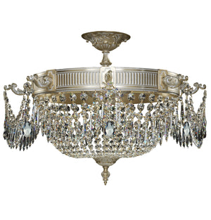 American Brass & Crystal - FM8012-P-04G - Eight Light Flush Mount - Valencia - Antique White Glossy