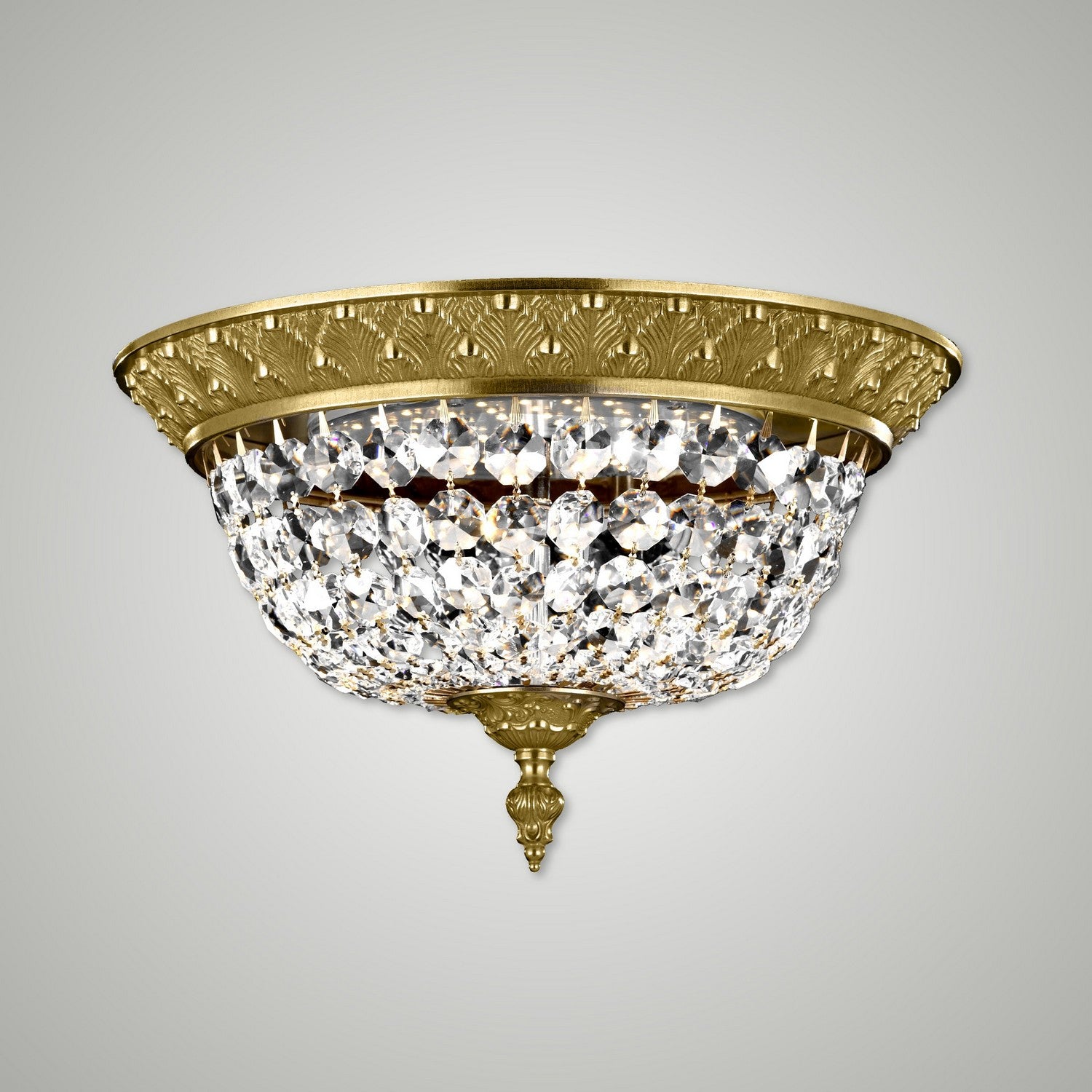 American Brass & Crystal - FM8615-P-16G - Three Light Flush Mount - Corinthian - True Brass