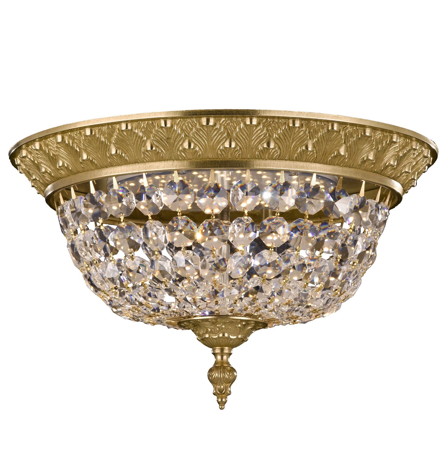 American Brass & Crystal - FM8615-P-16G - Three Light Flush Mount - Corinthian - True Brass