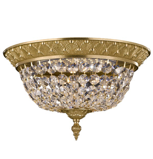 American Brass & Crystal - FM8615-P-16G - Three Light Flush Mount - Corinthian - True Brass