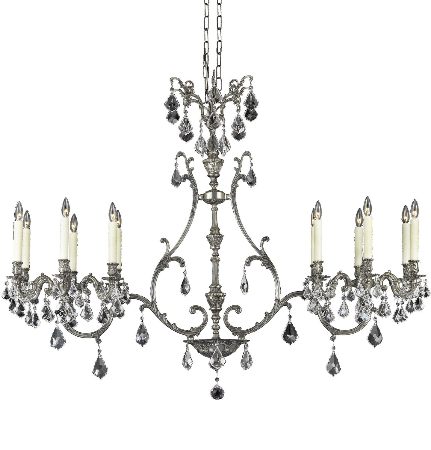 American Brass & Crystal - IL9675-2-A-10G-PI - 12 Light Island Pendant - Chateau - Antique Silver