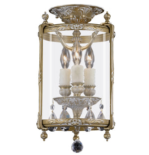 American Brass & Crystal - LTFM2208-O-04G-PI - Three Light Semi-Flush Mount - Lantern - Antique White Glossy