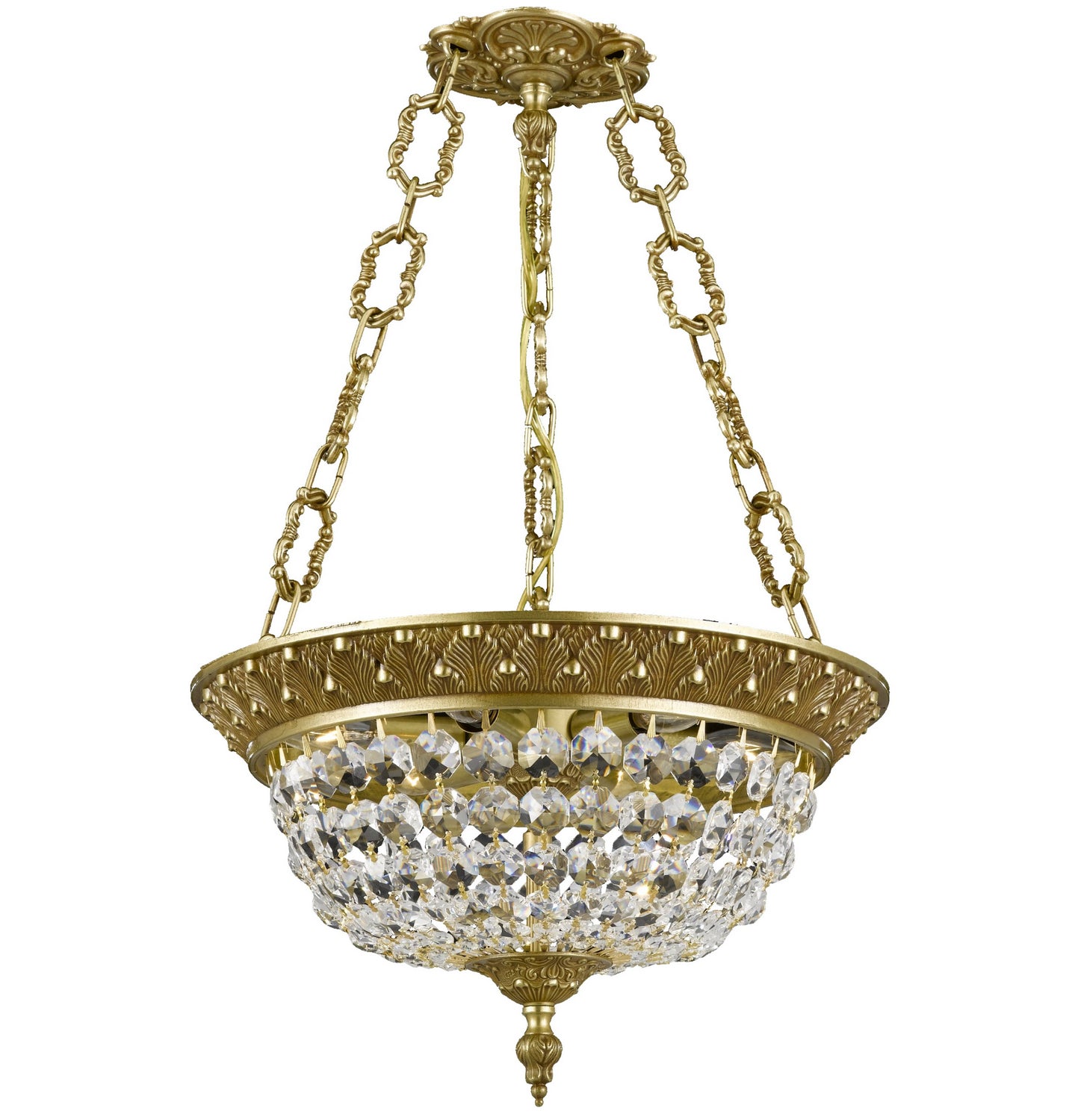 American Brass & Crystal - PD8212-P-03G - Three Light Pendant - Corinthian - French Gold Glossy