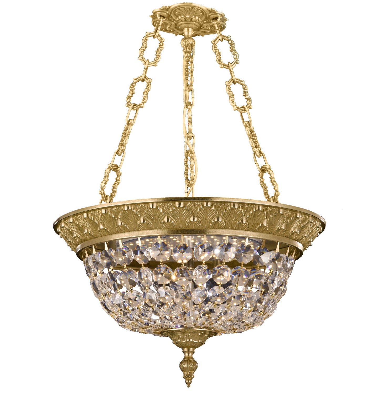 American Brass & Crystal - PD8215-P-16G - Three Light Pendant - Corinthian - True Brass