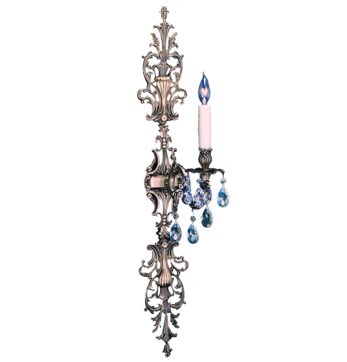 American Brass & Crystal - WS9487-O-02G-PI - One Light Wall Sconce - Wall Sconce - Antique Black Glossy