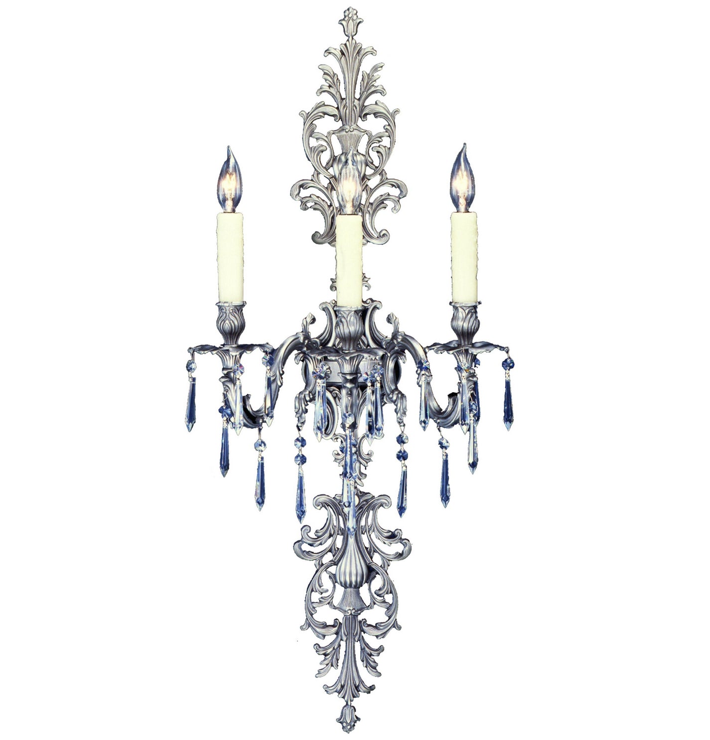 American Brass & Crystal - WS9489-U-07G-PI - Three Light Wall Sconce - Wall Sconce - Satin Nickel