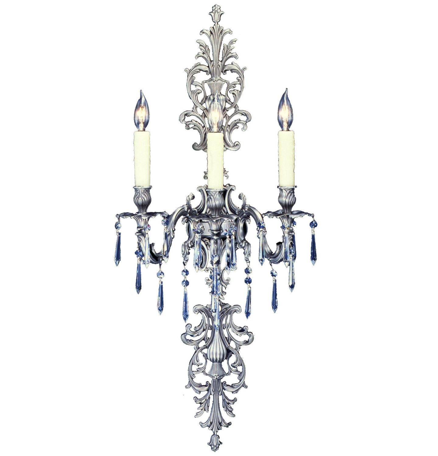 American Brass & Crystal - WS9489-U-07G-PI - Three Light Wall Sconce - Wall Sconce - Satin Nickel