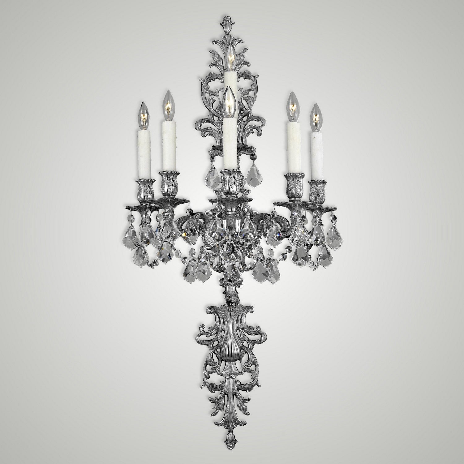 American Brass & Crystal - WS9491-A-08G-PI - Six Light Wall Sconce - Wall Sconces - Silver