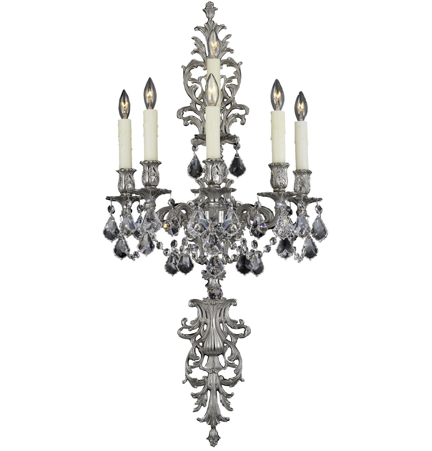 American Brass & Crystal - WS9491-A-08G-PI - Six Light Wall Sconce - Wall Sconces - Silver