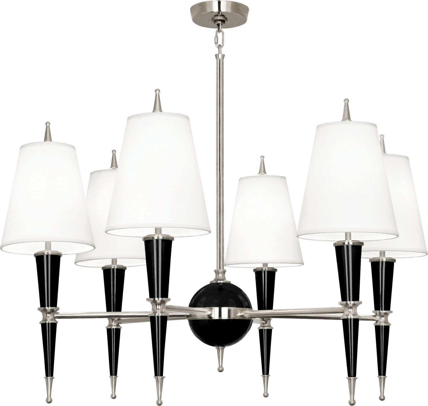 Robert Abbey - B604X - Six Light Chandelier - Jonathan Adler Versailles - Black Lacquered Paint w/Polished Nickel