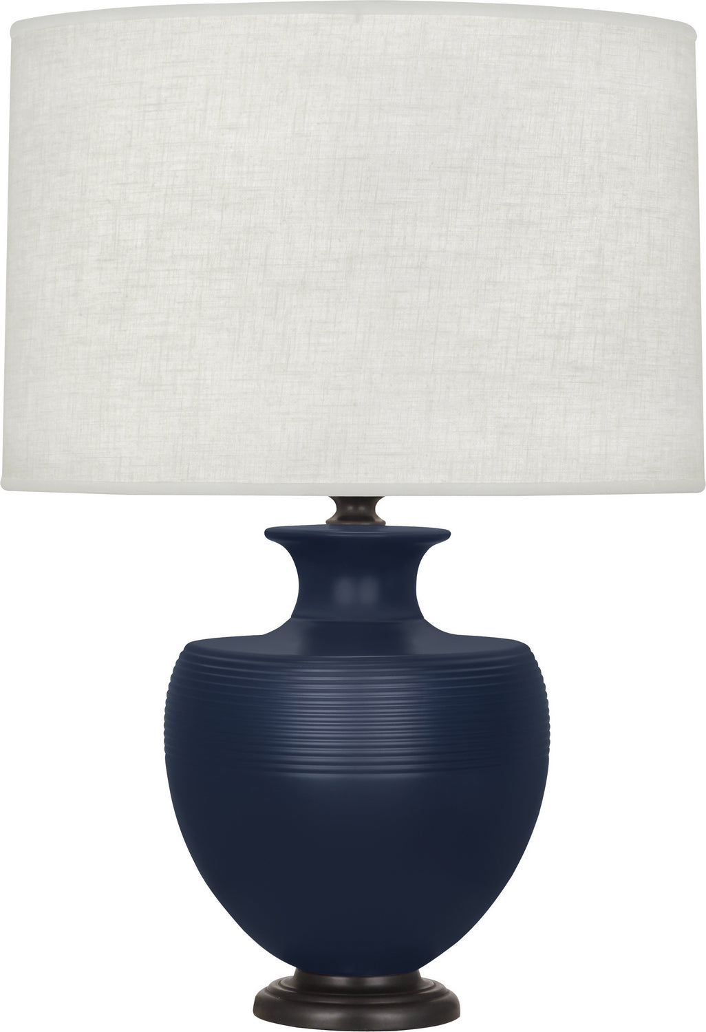 Robert Abbey - MMB22 - One Light Table Lamp - Michael Berman Atlas - Matte Midnight Blue Glazed Ceramic and Deep Patina Bronze