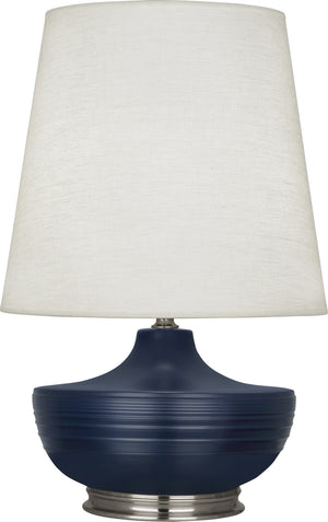 Robert Abbey - MMB23 - One Light Table Lamp - Michael Berman Nolan - Matte Midnight Blue Glazed Ceramic and Dark Antique Nickel