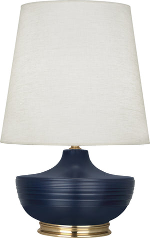 Robert Abbey - MMB24 - One Light Table Lamp - Michael Berman Nolan - Matte Midnight Blue Glazed Ceramic and Modern Brass