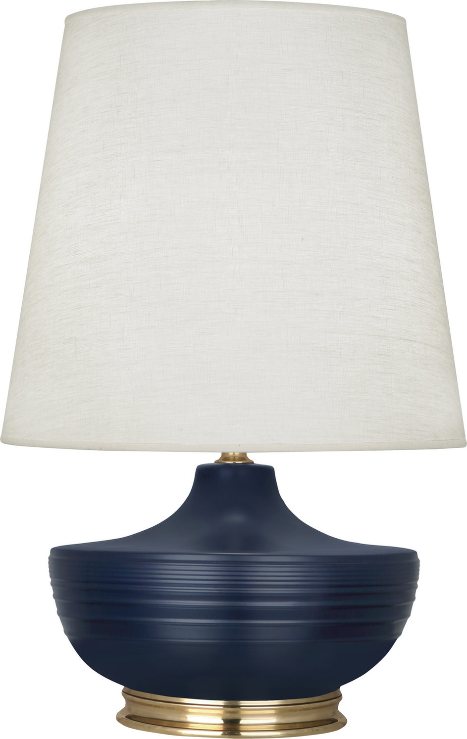 Robert Abbey - MMB24 - One Light Table Lamp - Michael Berman Nolan - Matte Midnight Blue Glazed Ceramic, Modern Brass
