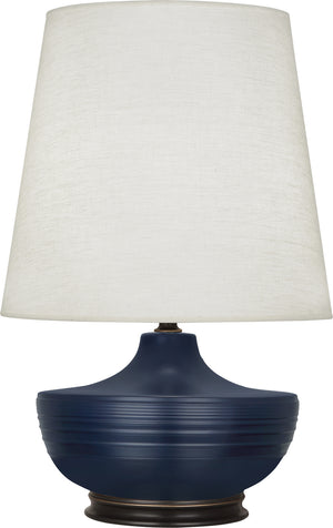 Robert Abbey - MMB25 - One Light Table Lamp - Michael Berman Nolan - Matte Midnight Blue Glazed Ceramic and Deep Patina Bronze