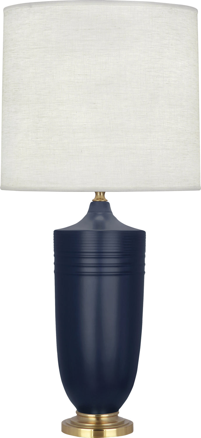 Robert Abbey - MMB27 - One Light Table Lamp - Michael Berman Hadrian - Matte Midnight Blue Glazed Ceramic and Modern Brass