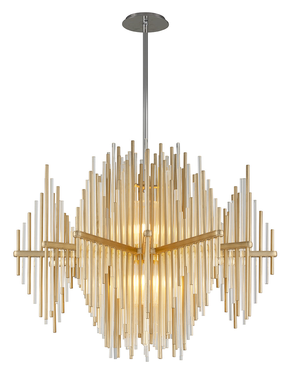 Corbett Lighting - 238-43 - Two Light Chandelier - Theory - Gold Leaf W Polished Stainless