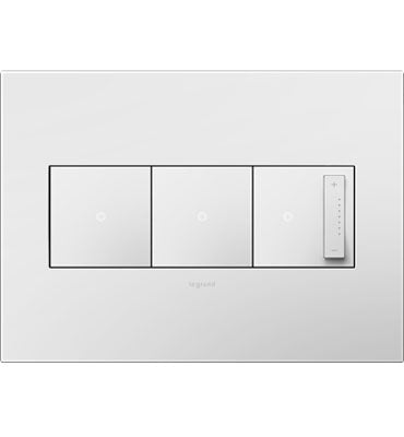 Legrand - AWP3GWHW4 - Three-Gang Screwless Wall Plate with Microban - adorne - Gloss White on White