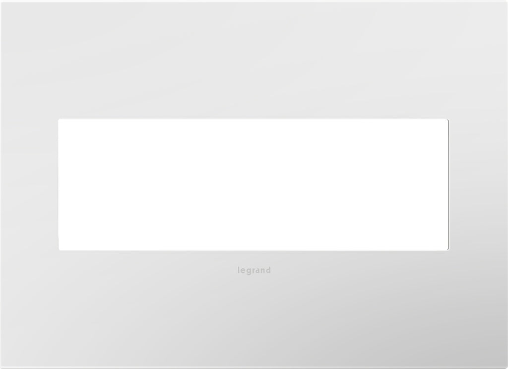 Legrand - AWP3GWHW4 - Three-Gang Screwless Wall Plate with Microban - adorne - Gloss White on White