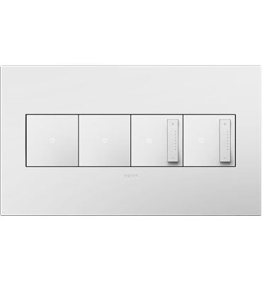 Legrand - AWP4GWHW4 - Four-Gang Screwless Wall Plate with Microban - adorne - Gloss White on White