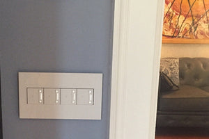 Legrand - AWP4GWHW4 - Four-Gang Screwless Wall Plate with Microban - adorne - Gloss White on White