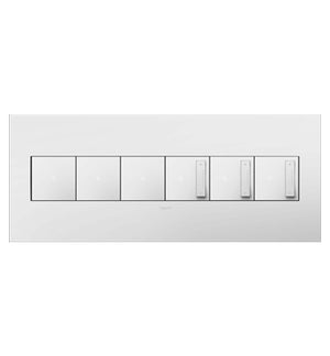 Legrand - AWP6GWHW1 - Six-Gang Screwless Wall Plate with Microban - adorne - Gloss White on White