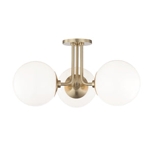 Mitzi - H105603-AGB - Three Light Semi Flush Mount - Stella - Aged Brass