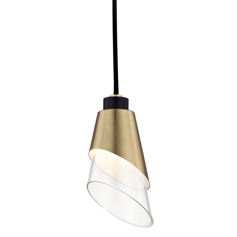 Mitzi - H130701-AGB/BK - LED Pendant - Angie - Aged Brass/Black