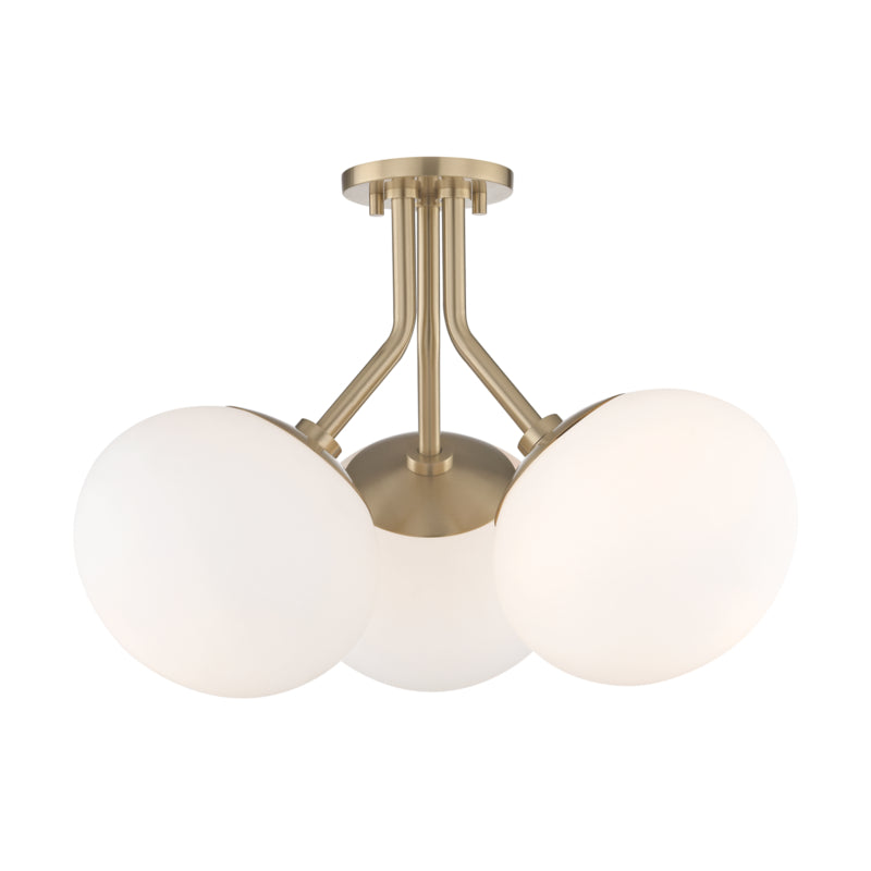 Mitzi - H134603-AGB - Three Light Semi Flush Mount - Estee - Aged Brass