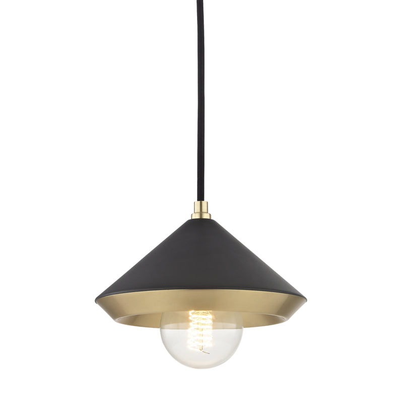 Mitzi - H139701S-AGB/BK - One Light Pendant - Marnie - Aged Brass/Black