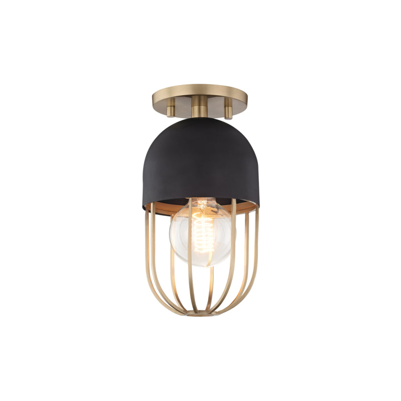 Mitzi - H145601-AGB/BK - One Light Semi Flush Mount - Haley - Aged Brass/Black