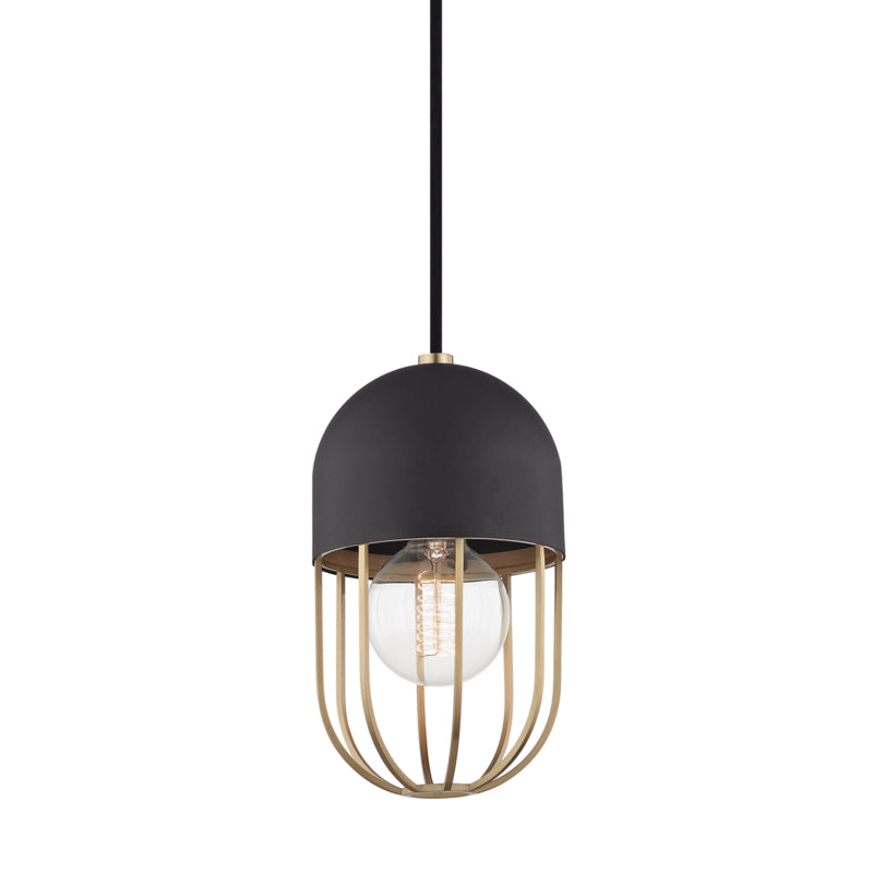 Mitzi - H145701-AGB/BK - One Light Pendant - Haley - Aged Brass/Black