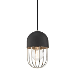 Mitzi - H145701-PN/BK - One Light Pendant - Haley - Polished Nickel/Black