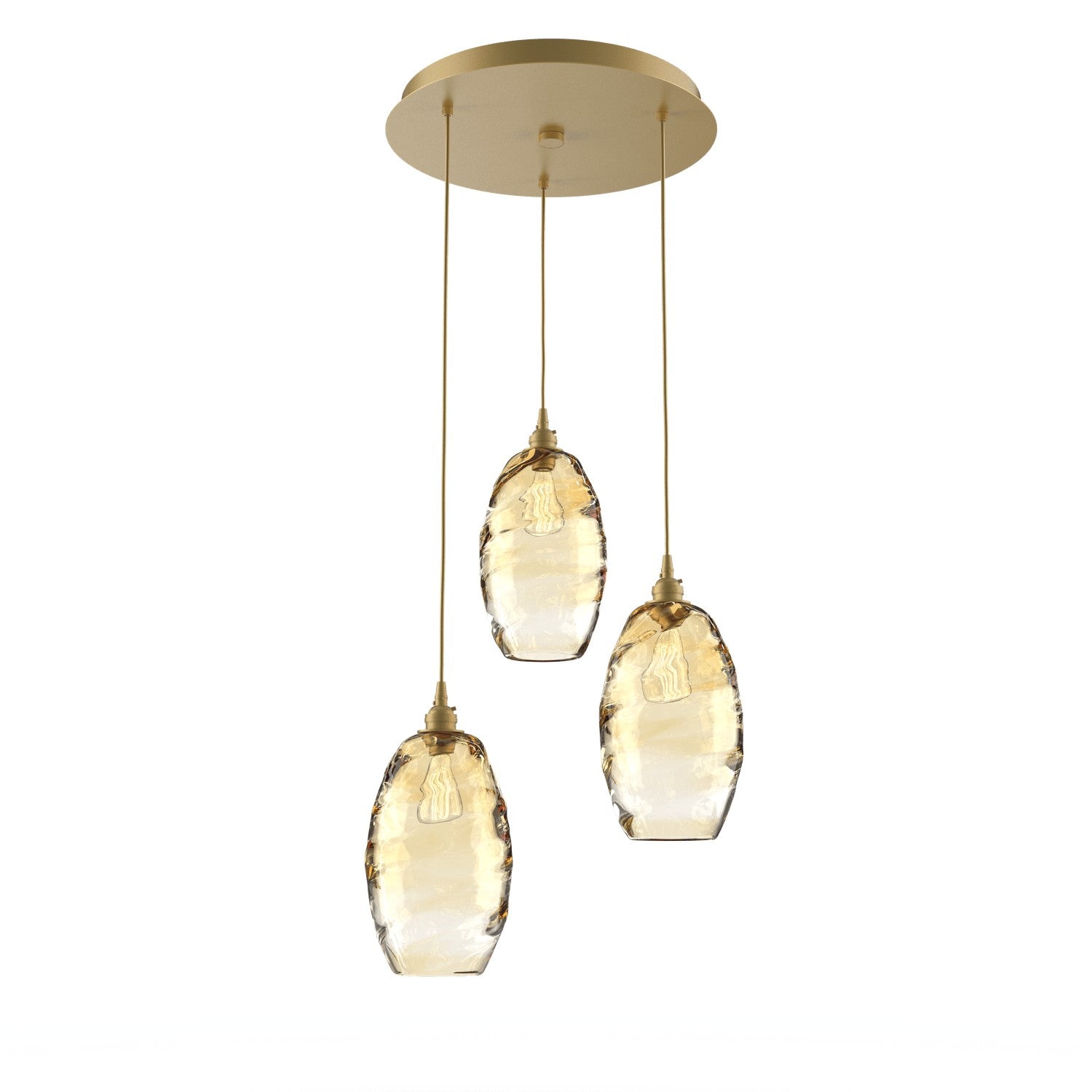 Hammerton Studio - CHB0035-03-GB-OA-C01-E2 - Three Light Pendant - Ellisse - Gilded Brass