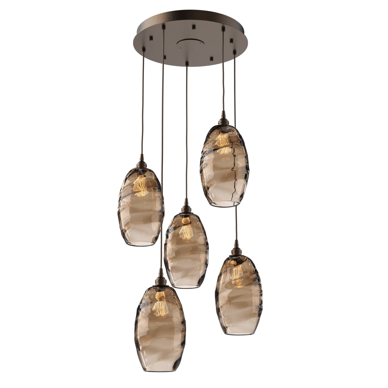 Hammerton Studio - CHB0035-05-FB-OB-C01-E2 - Five Light Pendant - Ellisse - Flat Bronze