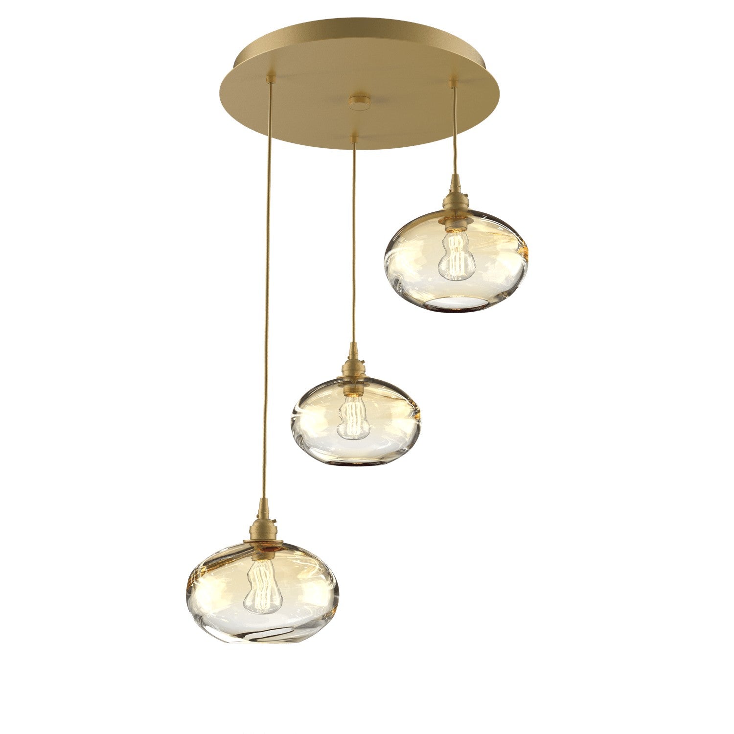 Hammerton Studio - CHB0036-03-GB-OA-C01-E2 - Three Light Pendant - Coppa - Gilded Brass