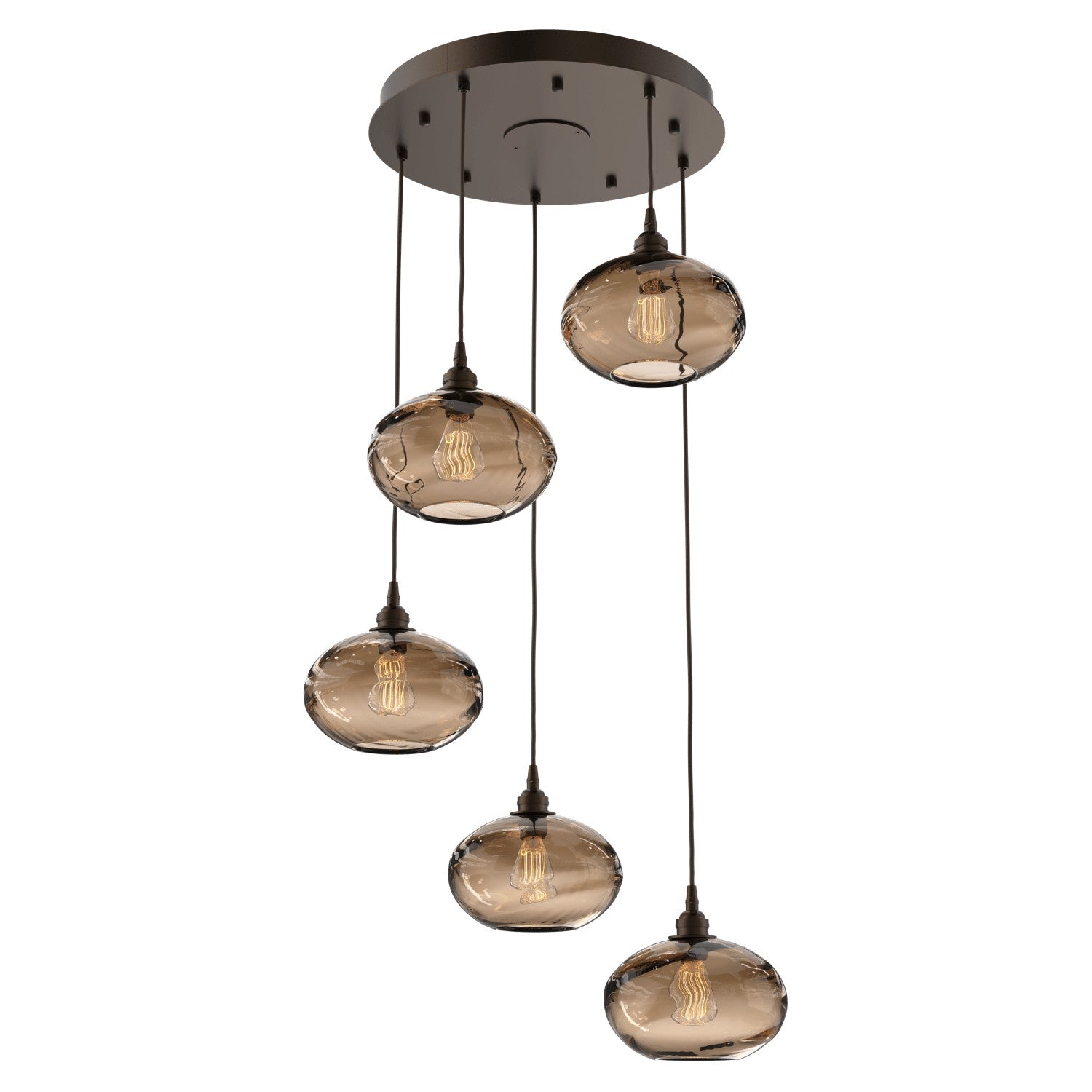 Hammerton Studio - CHB0036-05-FB-OB-C01-E2 - Five Light Pendant - Coppa - Flat Bronze