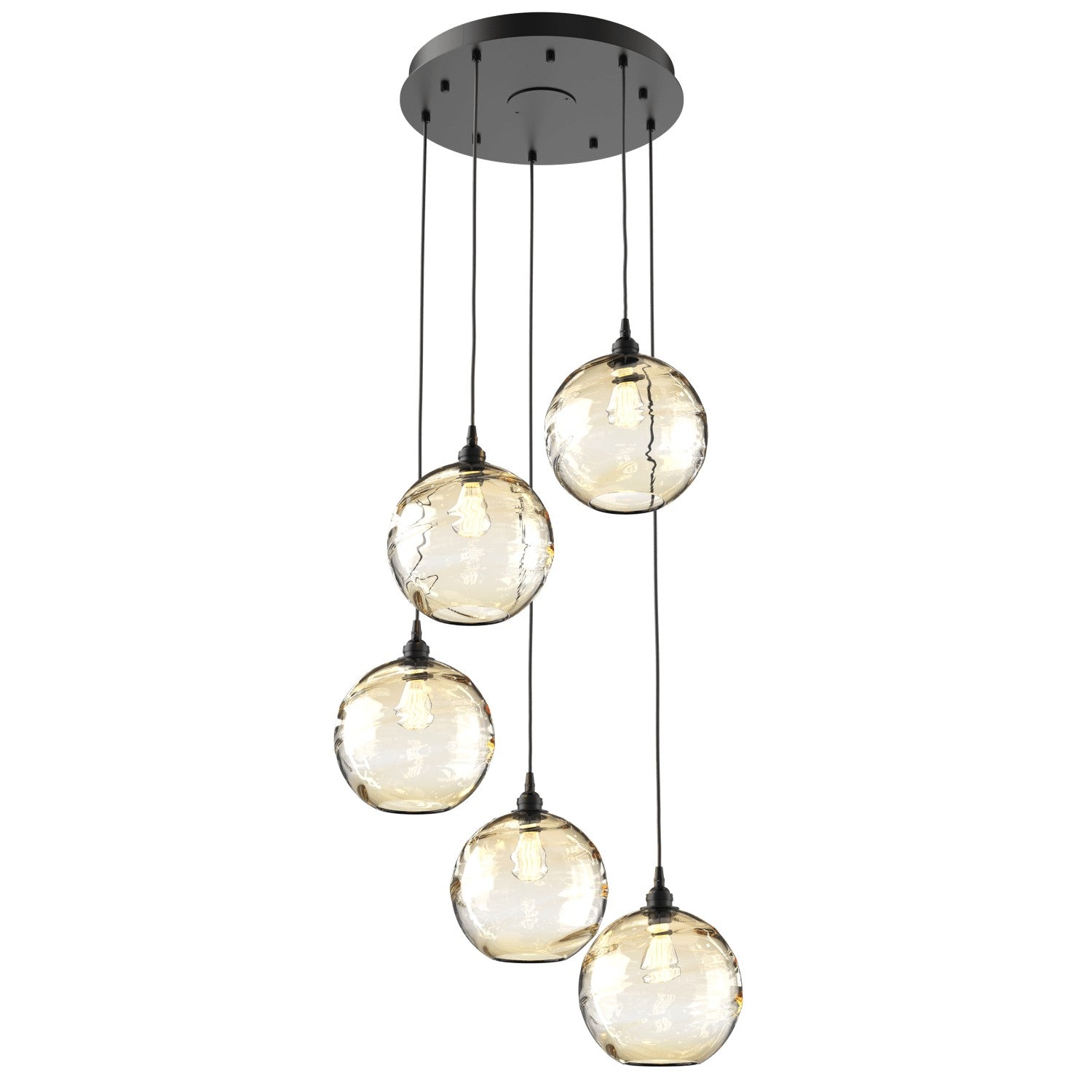 Hammerton Studio - CHB0047-05-MB-OA-C01-E2 - Five Light Pendant - Optic Blown Glass - Matte Black