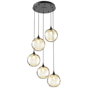 Hammerton Studio - CHB0047-05-MB-OA-C01-E2 - Five Light Pendant - Optic Blown Glass - Matte Black