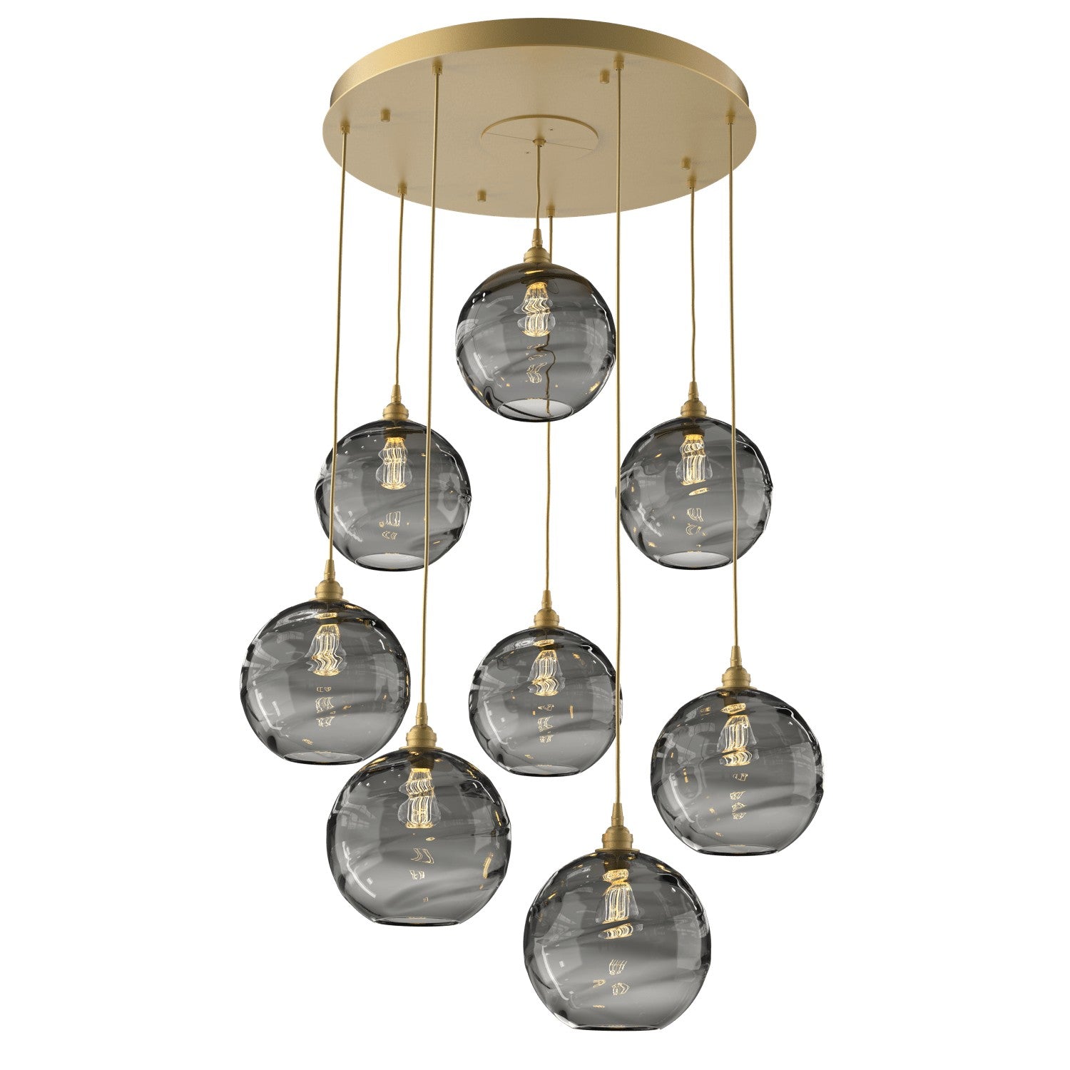 Hammerton Studio - CHB0047-08-GB-OS-C01-E2 - Eight Light Pendant - Optic Blown Glass - Gilded Brass