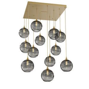 Hammerton Studio - CHB0047-12-GB-OS-C01-E2 - 12 Light Pendant - Optic Blown Glass - Gilded Brass